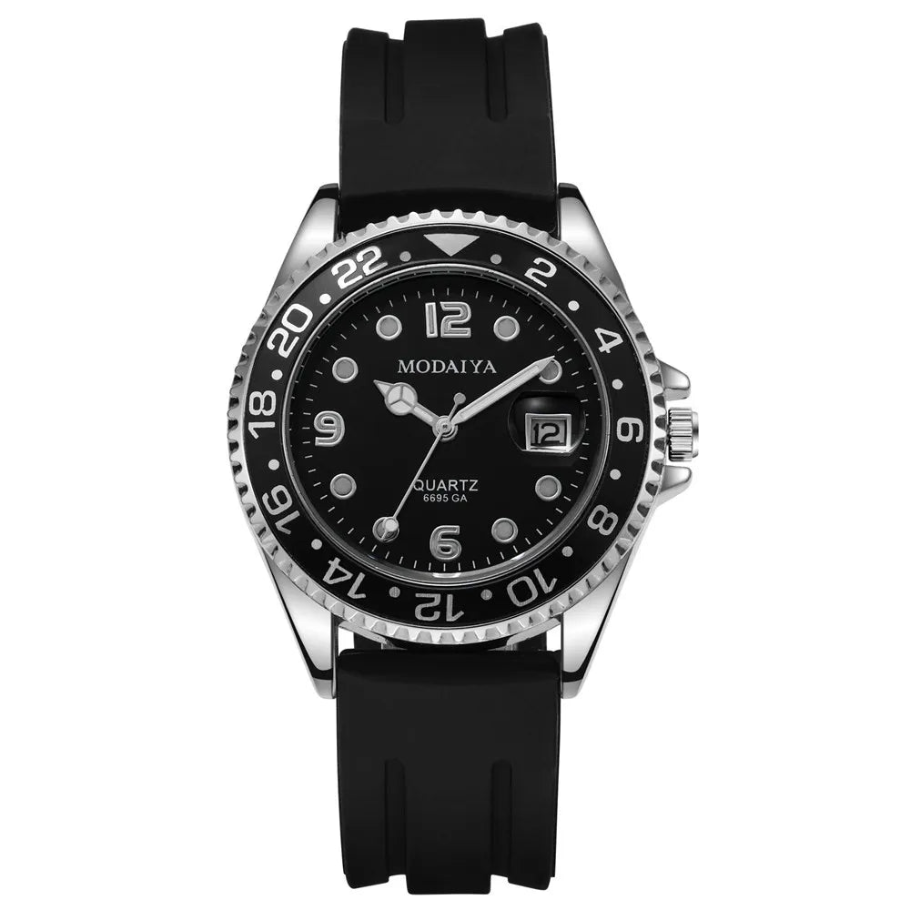Men's Luminous Quartz Sports Watch with Silicone Strap