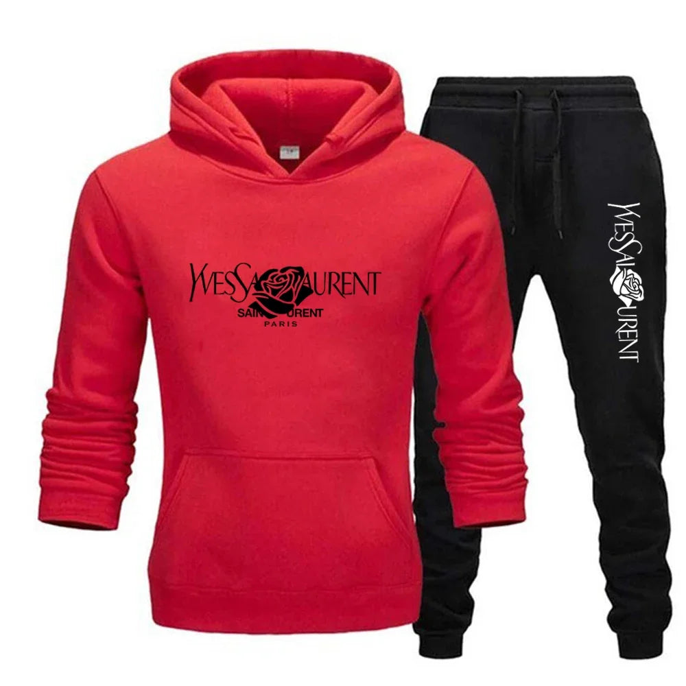 2025 Men's Casual Sports Suit with Hoodie and Sweatpants for Autumn and Winter Outdoor Sports Fashion