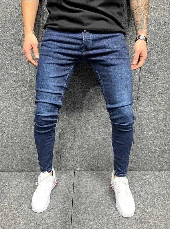 Men's Distressed Stretch Denim Jeans - Slim Fit Casual Pants