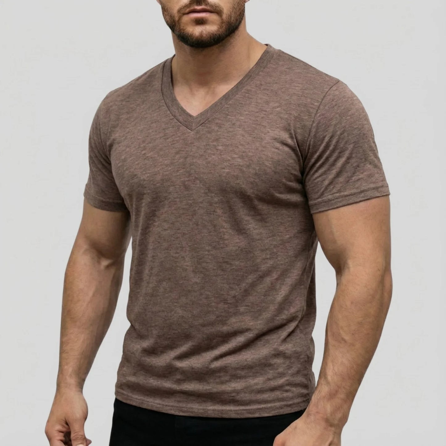 Men's Casual Fashion Simple V-Neck Short Sleeved T-Shirt Summer Comfortable Breathable Versatile Top
