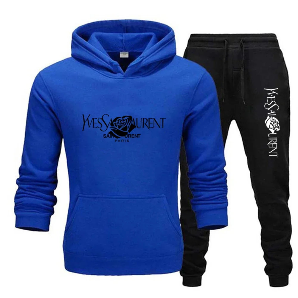 2025 Men's Casual Sports Suit with Hoodie and Sweatpants for Autumn and Winter Outdoor Sports Fashion