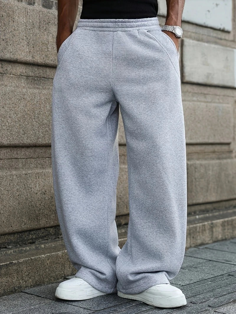 Men's Cotton Fleece Jogger Pants - Drawstring Waist Tracksuit Bottoms