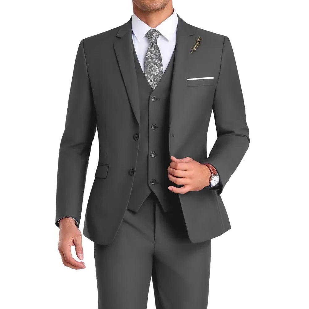 High-Quality Slim Fit Men's Suit Luxury Elegant Business Wedding Fashion Clothing
