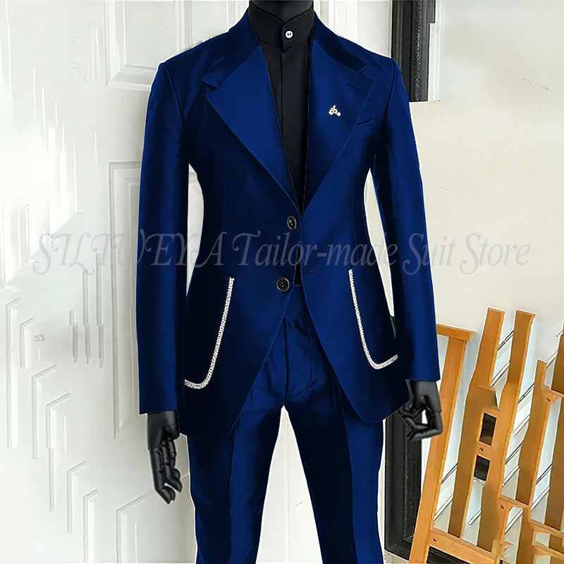 Men's 2 Piece Suit Blazer Pants Single Breasted Daily Work Business Casual Party Traje De Hombre Elegante