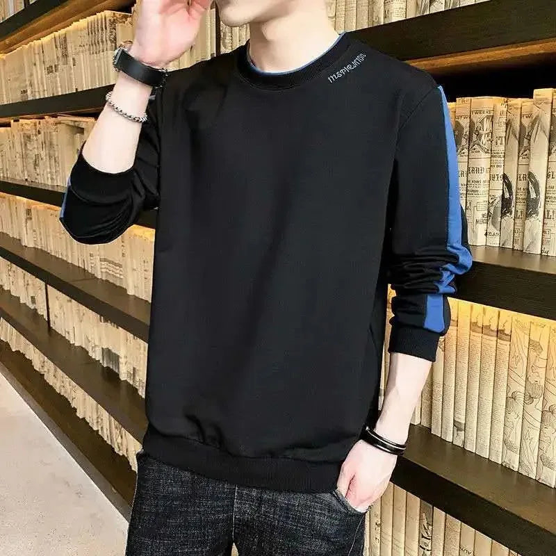 Men's Patchwork Sweatshirt - O-Neck Long Sleeve Casual Streetwear