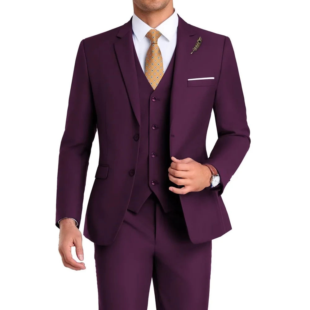 High-Quality Slim Fit Men's Suit Luxury Elegant Business Wedding Fashion Clothing