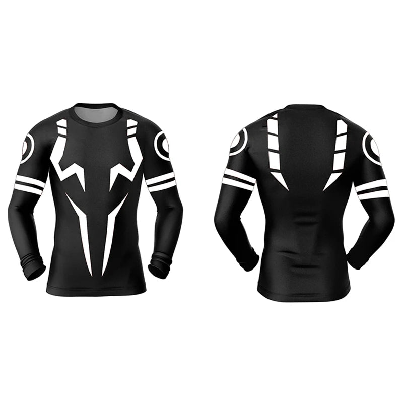 Men's 3D Anime Print Compression Shirt - Long Sleeve Athletic Base Layer