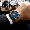 Luxury Men's Chronograph Watch - Waterproof Leather Quartz Timepiece