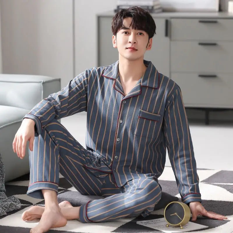 Men's Long-Sleeve Pajama Set - Comfortable Loungewear for All Seasons