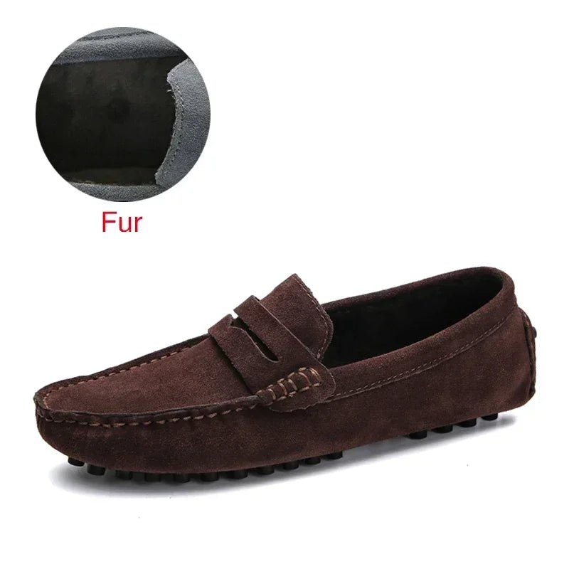Men's Genuine Leather Loafers - Slip-On Casual Driving Shoes