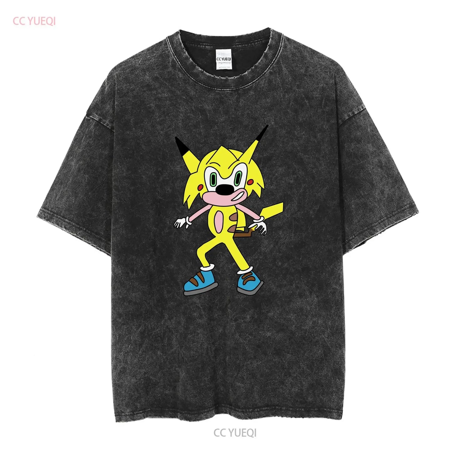 Sonichu Novelty Vintage Cool Long or Short Sleeve T-Shirt Washed Streetwear