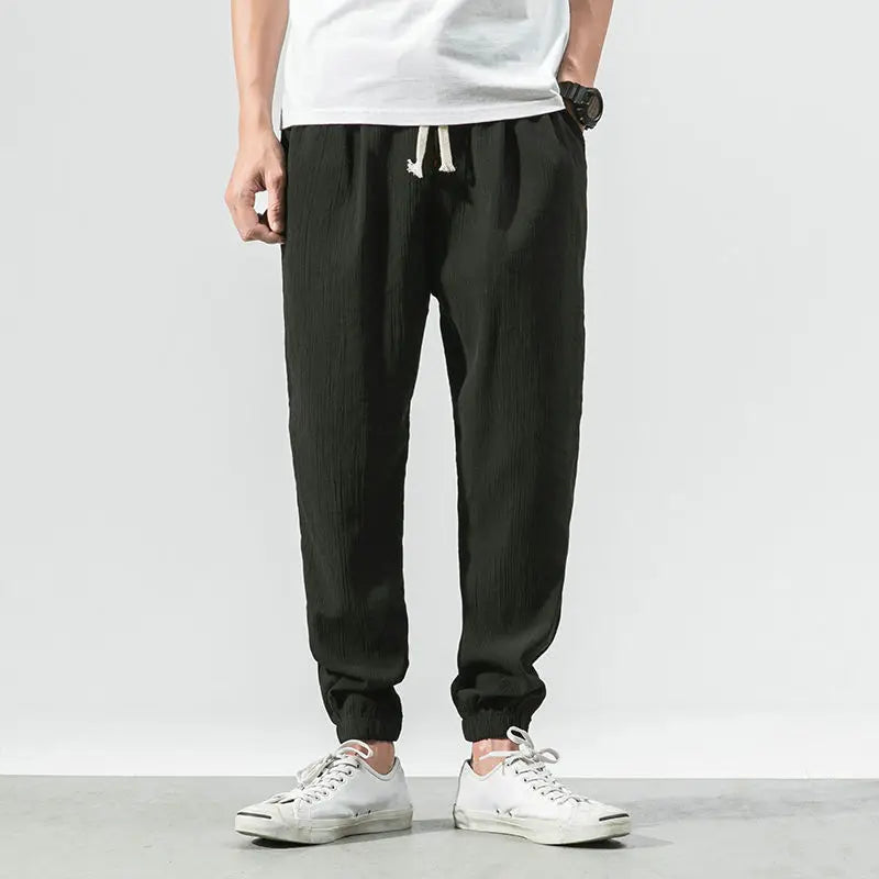 Men's Chinese Style Linen Harem Pants - Casual Summer Joggers