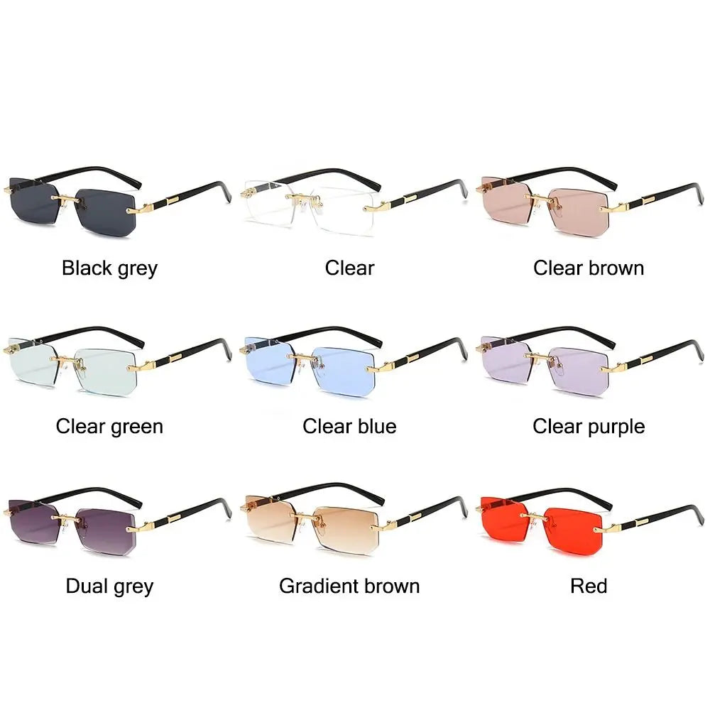 Frameless Rectangle Sunglasses - UV400 Protection Retro Eyewear