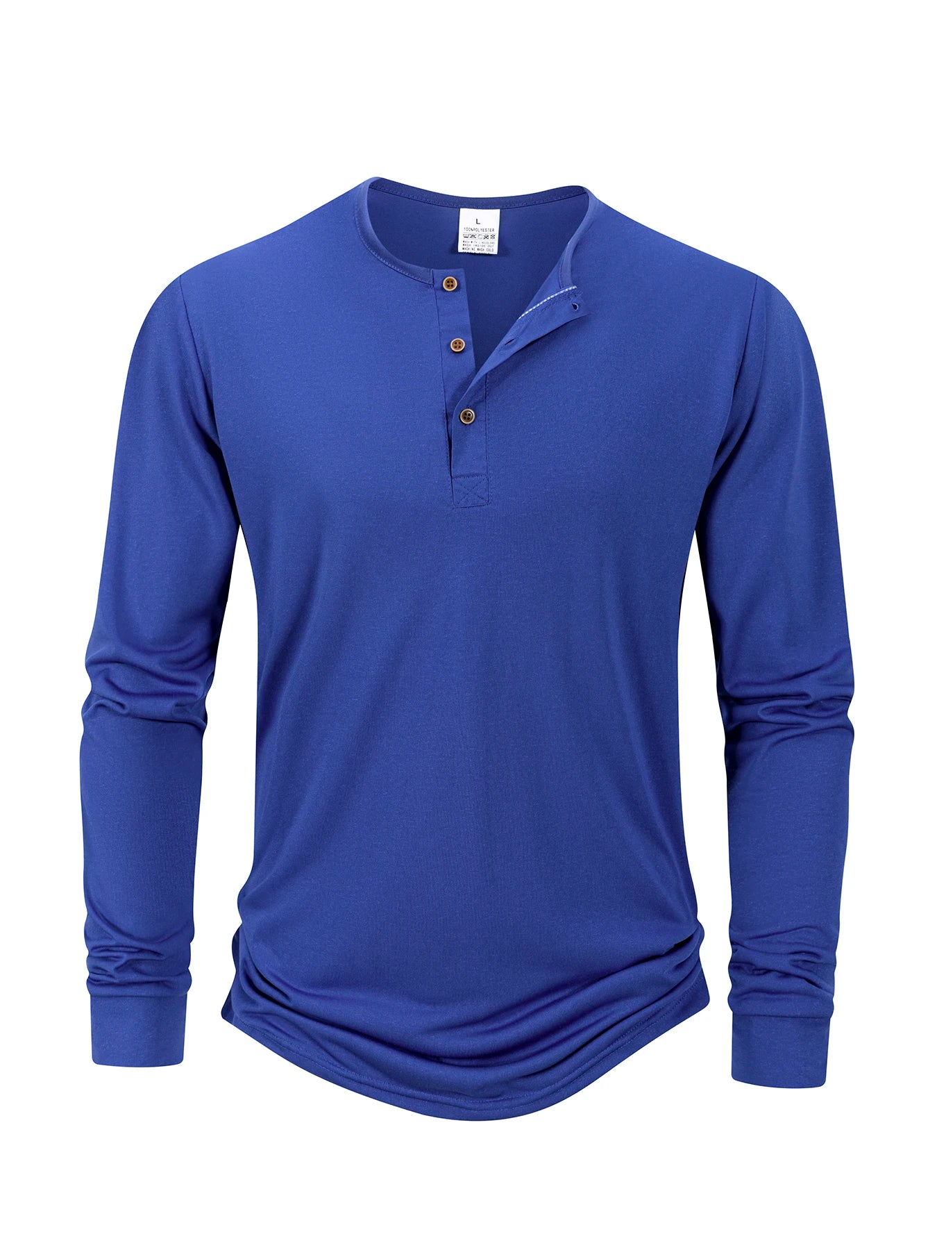 Men's T Shirt Autumn Button Long Sleeve Henley Neck Solid Color Casual Breathable Versatile Slim T-Shirts