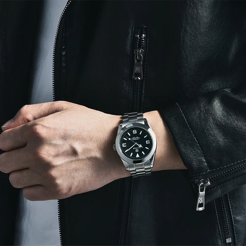 Men's Luxury Mechanical Watch - Stainless Steel Automatic Sports Timepiece