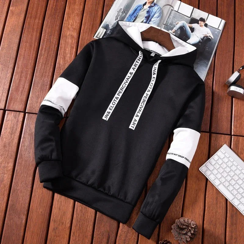 Men's Casual Letter Print Hoodie - Long Sleeve Pullover Sweatshirt