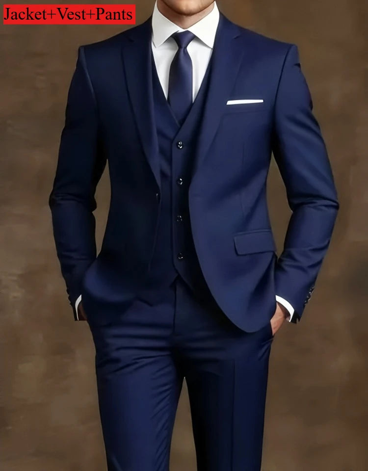 Elegant Men's 3 Piece Suit - Slim Fit Tuxedo Set for Weddings & Formal Occasions