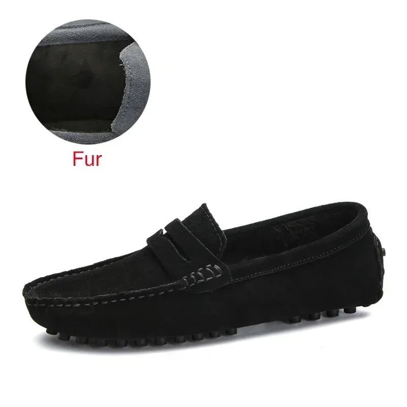 Men's Genuine Leather Loafers - Slip-On Casual Driving Shoes