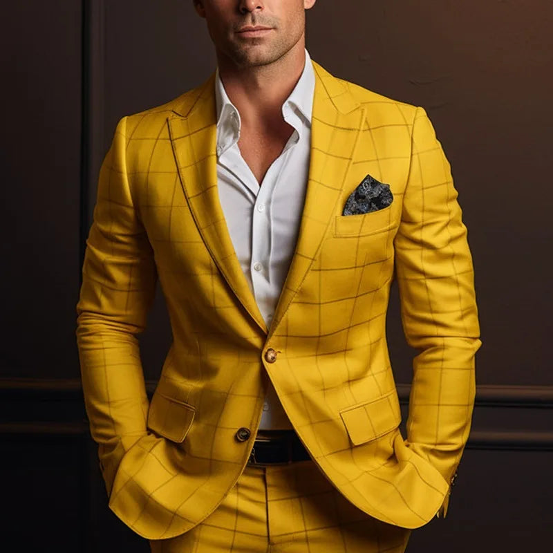Men Blazers Coat Suits Office 2025 Autumn Outerwear Double Buttons Turn Down Collar Pockets Business Casual Blazer Suit Jacket
