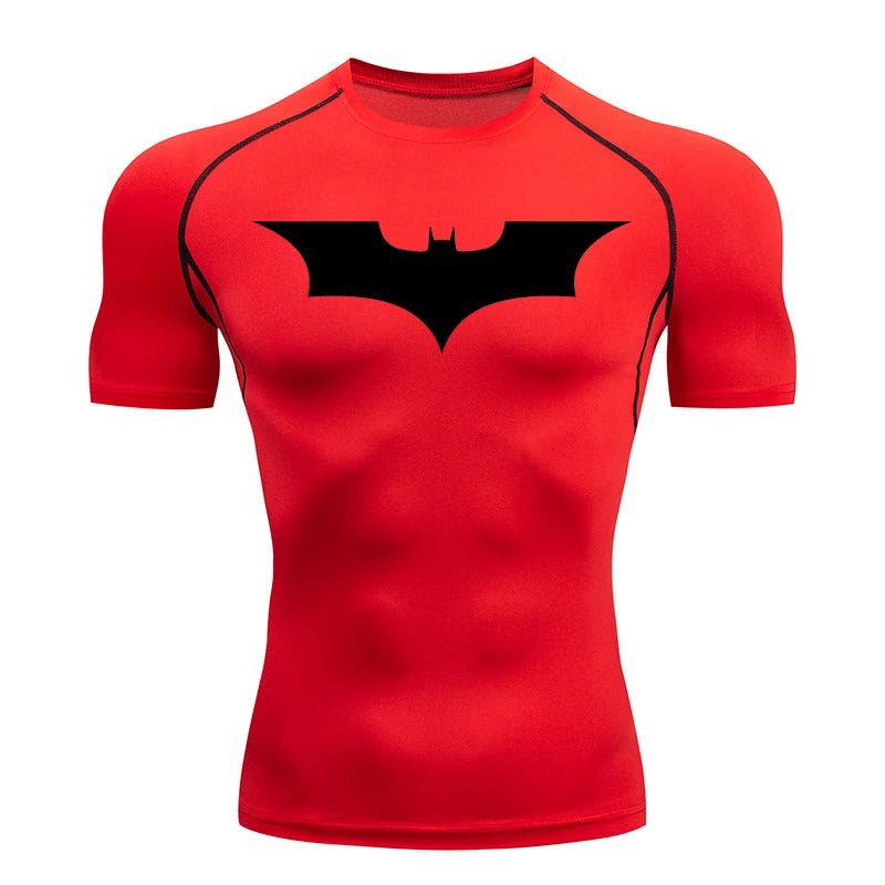 Men's Bat Print Compression Shirt - Quick Dry Athletic Performance Tee