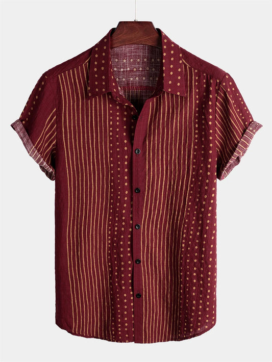 Men's Hawaiian Coconut Tree Print Shirt - Short Sleeve