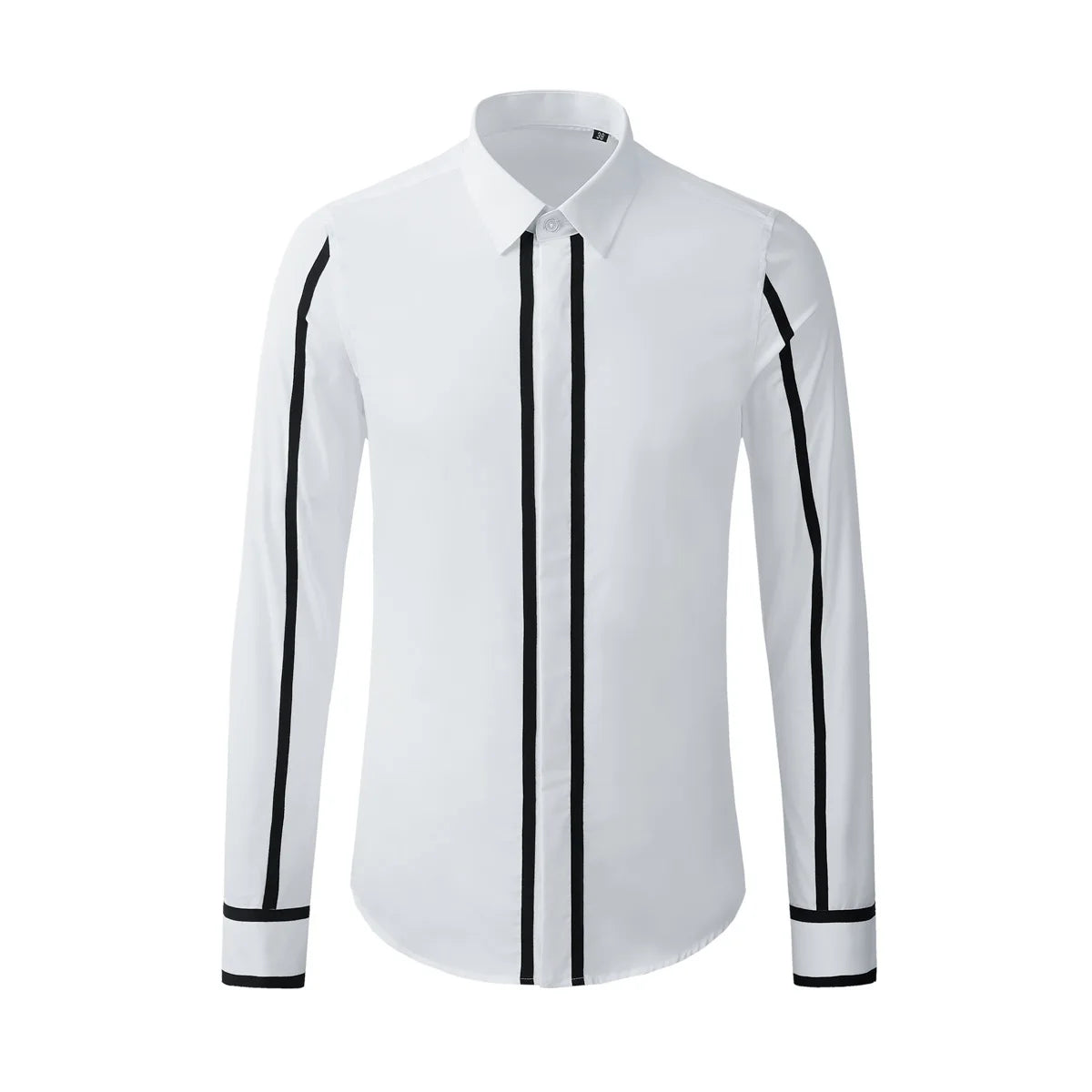 2025 Shirts Men Geometric Webbing Stitching Business Casual Shirt Long Sleeve Formal Dress Shirts Social Party Clothing Camisas