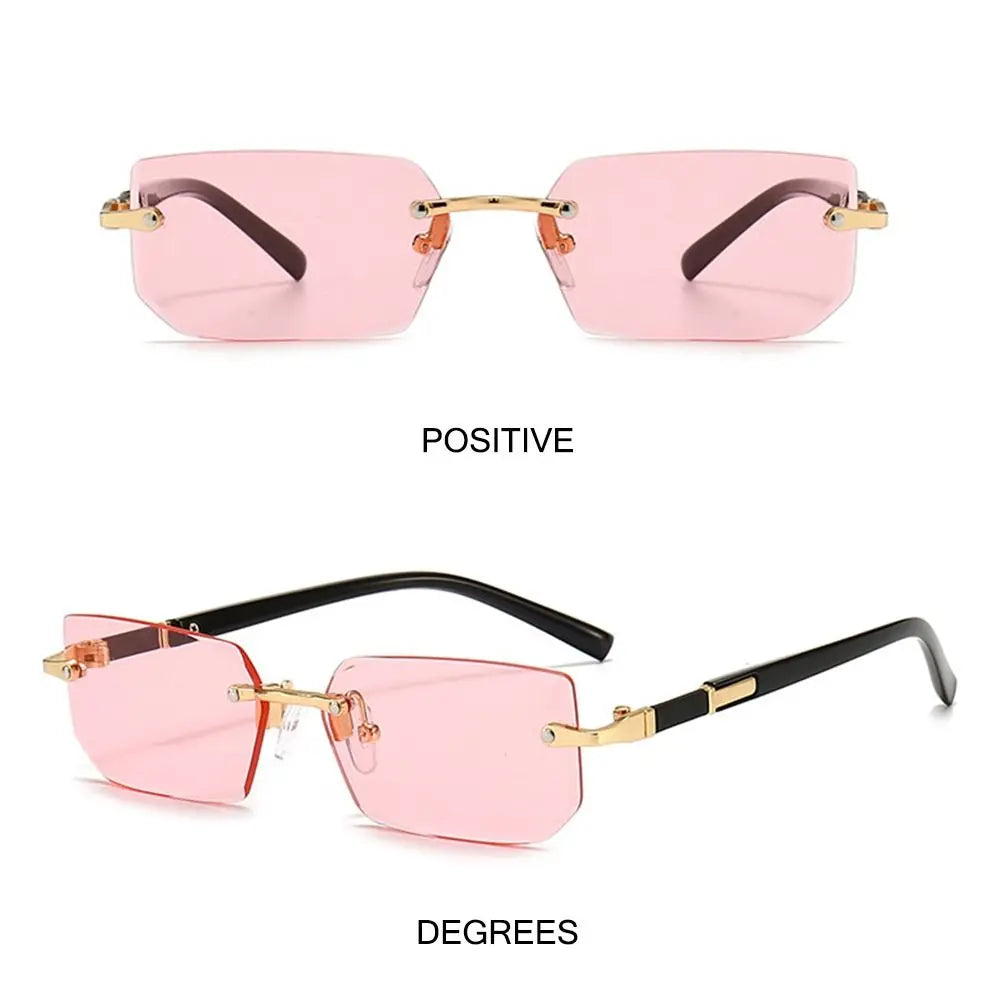 Frameless Rectangle Sunglasses - UV400 Protection Retro Eyewear