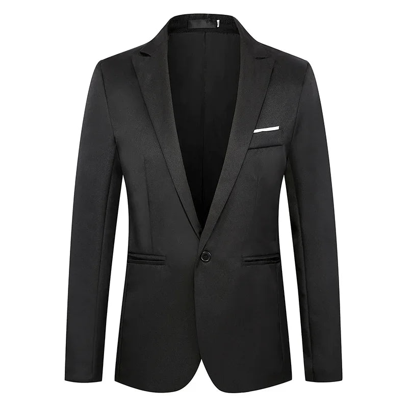 Men's Casual Business Trendy Suit Jacket Autumn Light Luxurious Slim Non-ironing Anti-wrinkle Solid Color Versatile Suit