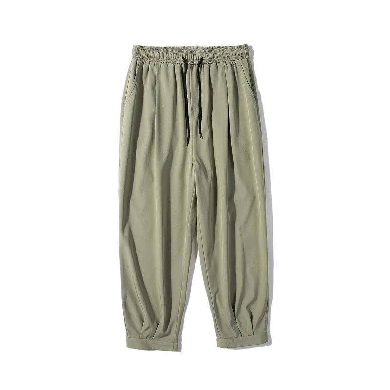 Men's High-Waist Casual Trousers with Pockets