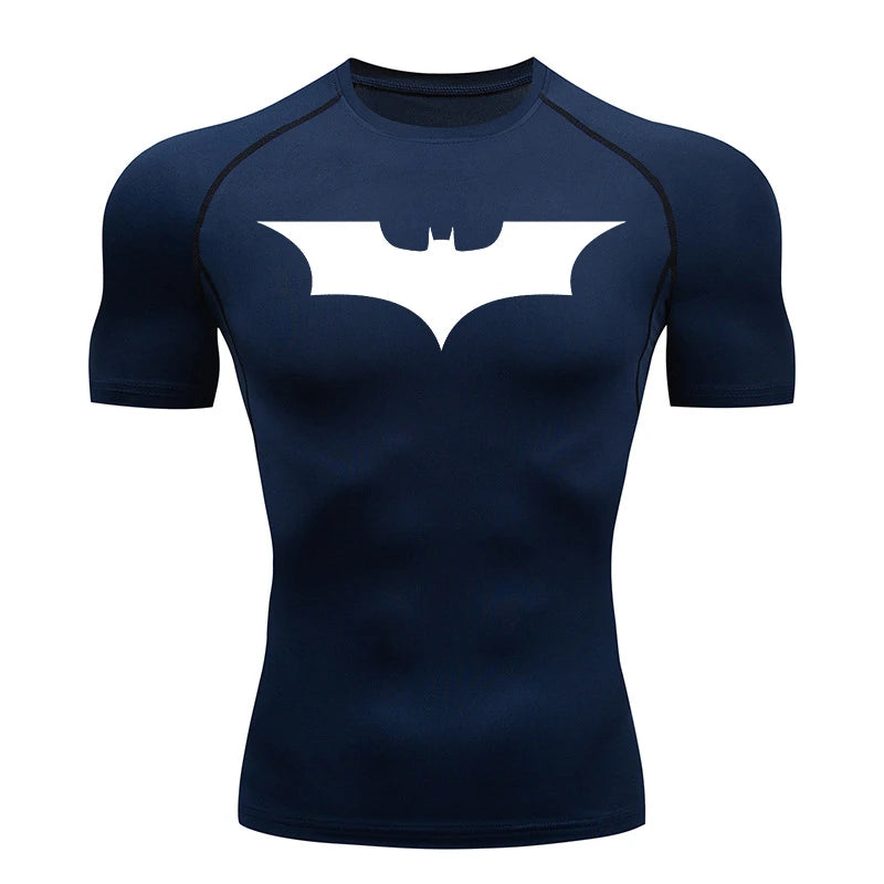 Men's Bat Print Compression Shirt - Quick Dry Athletic Performance Tee