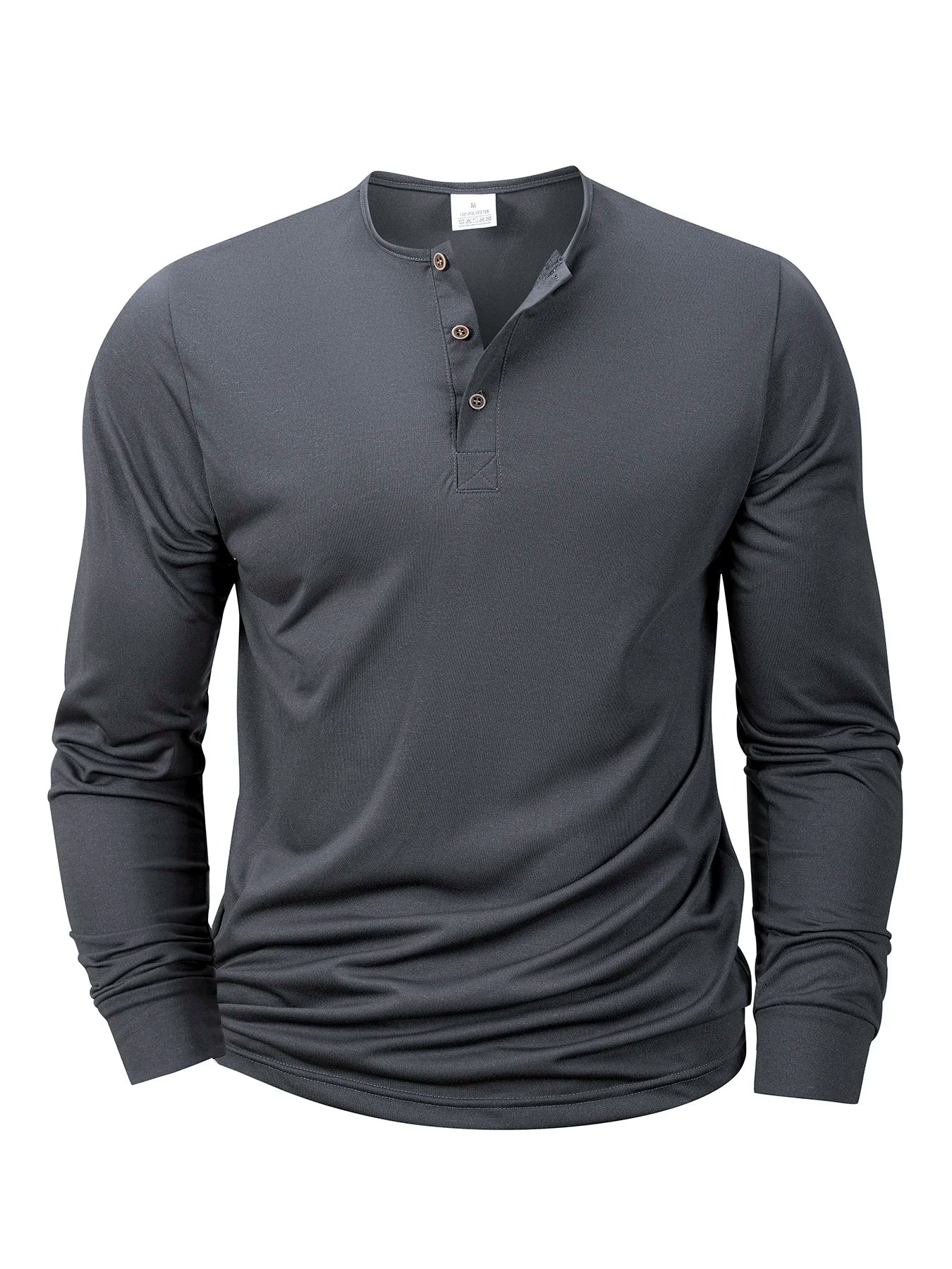 Men's Long Sleeve Henley Neck T-Shirt Slim Fit Cozy Top