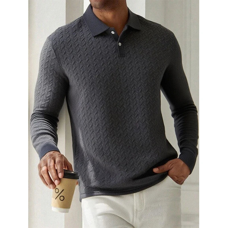 Men's Long Sleeve Business Casual High Quality Polo Shirt
