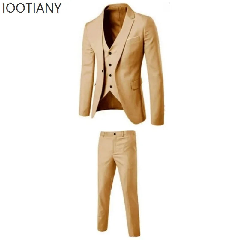 Slim Fit Business Casual Suit Vest Pants Three-piece Adult Men's Formal Wedding Party Groom Role Playing Costume