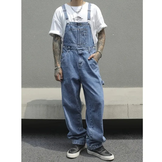Men's Denim Overalls - Multi-Pocket Work Jumpsuit