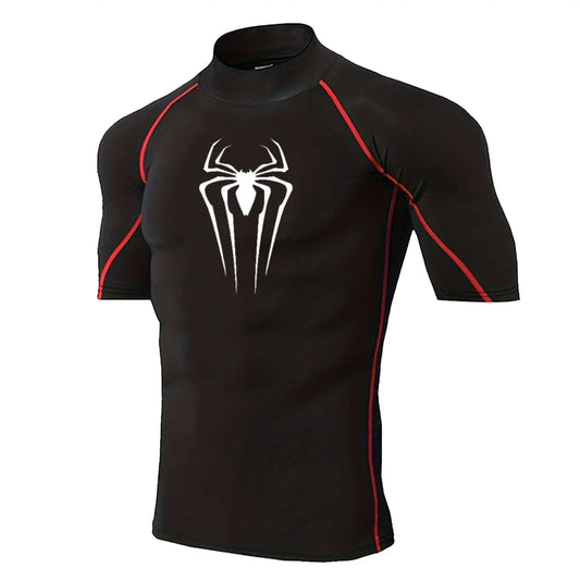 Men's Spider-Print Compression Shirt - Performance Athletic Base Layer