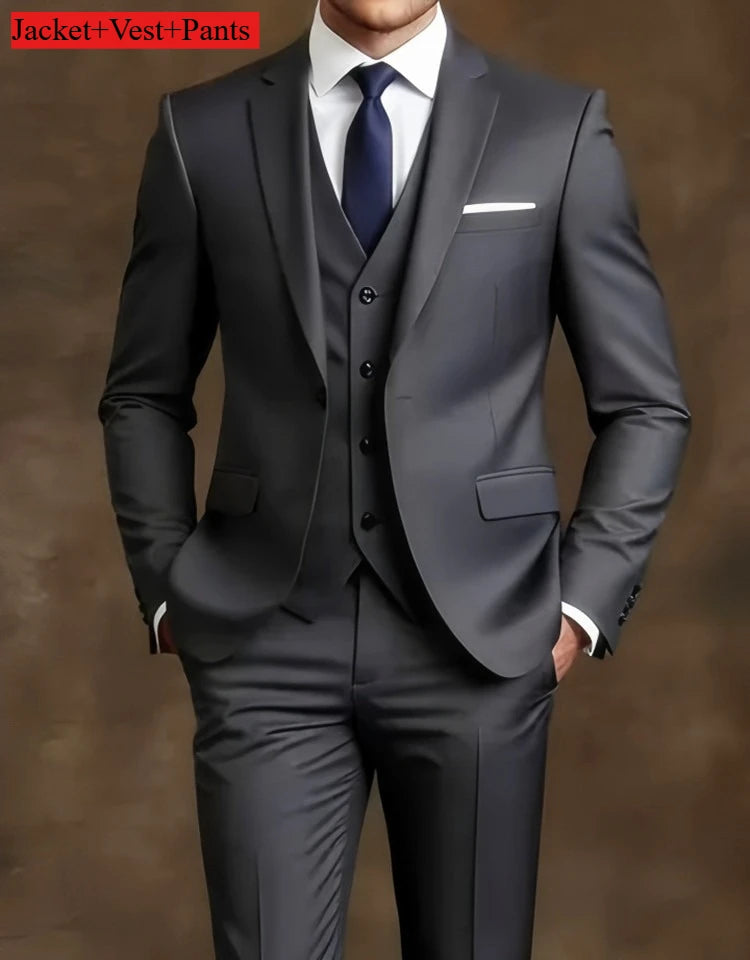 Elegant Men's 3 Piece Suit - Slim Fit Tuxedo Set for Weddings & Formal Occasions