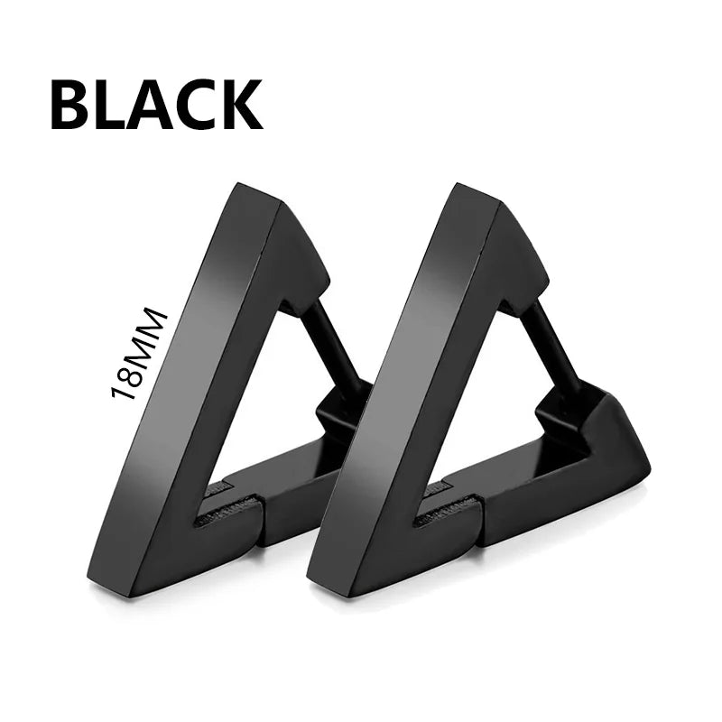 Urban Edge Punk Black Stainless Steel Stud Earrings For Men And Women - Minimalist Street Style For Hip Hop Gothic Looks
