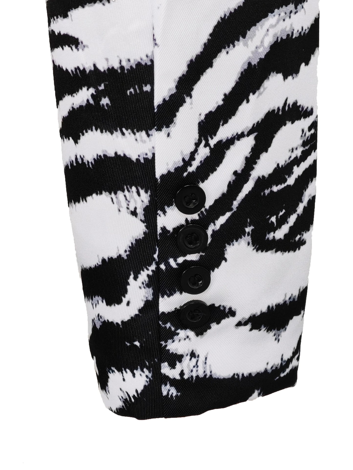 Men's Casual Printed Black and White Striped Stylish Slim-Fit Suit Jacket, Long-Sleeved Single-Button Suit