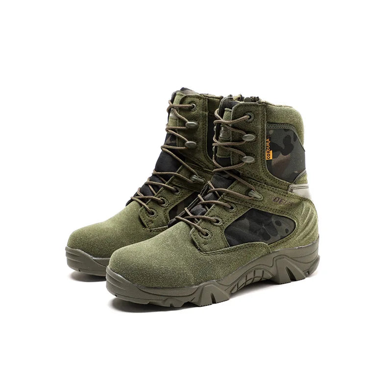 Men's Tactical Combat Boots - Leather Ankle Work Boots