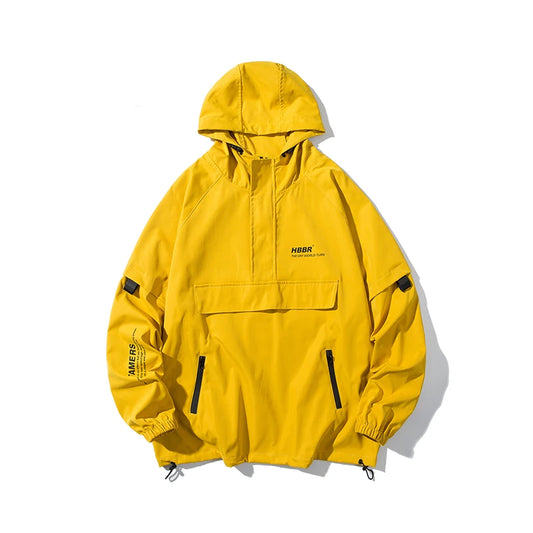 Men's Hooded Bomber Jacket with Ribbon Details