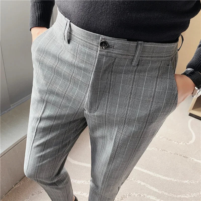 Men Business Casual Slim Formal Suit Pants