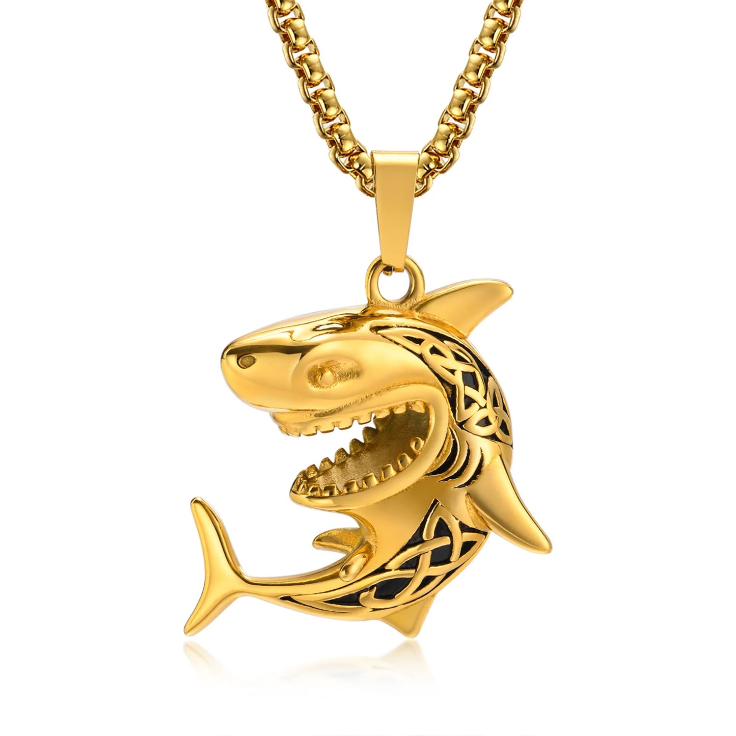 VNOX Stainless Steel Shark Pendant Necklace for Men