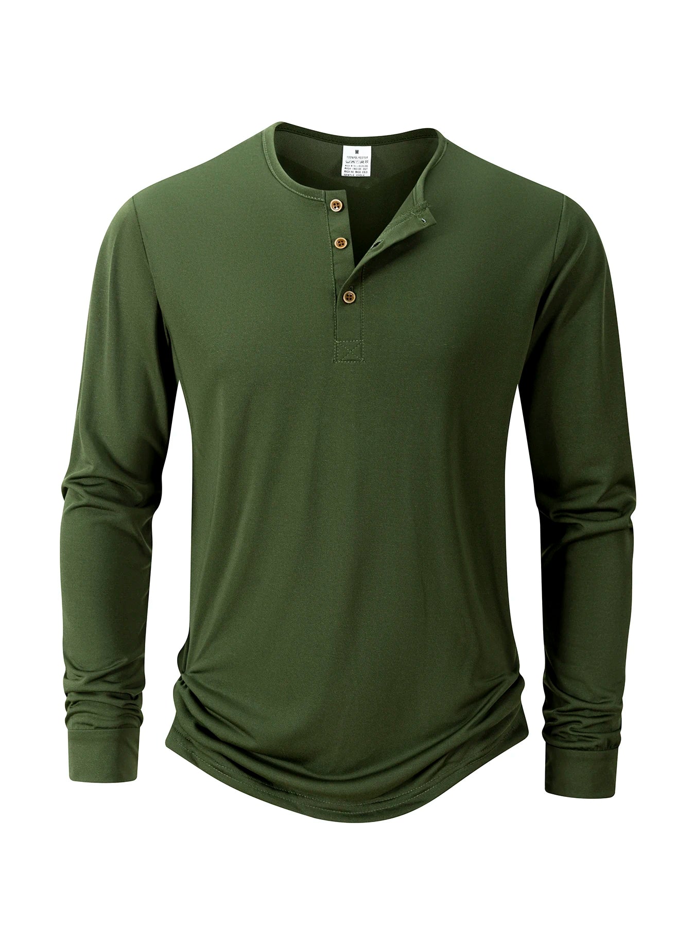Men's T Shirt Autumn Button Long Sleeve Henley Neck Solid Color Casual Breathable Versatile Slim T-Shirts