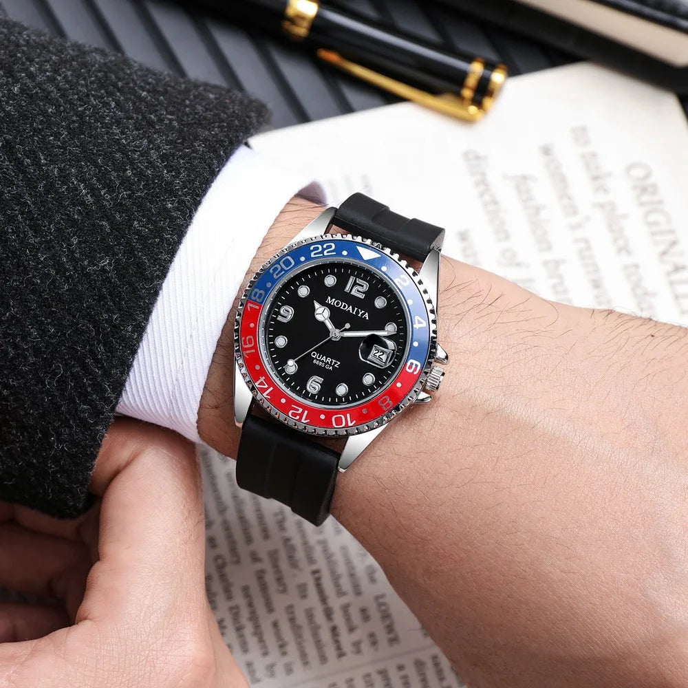 Men's Luminous Quartz Sports Watch with Silicone Strap
