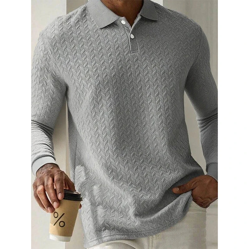 Men's Long Sleeve Business Casual High Quality Polo Shirt