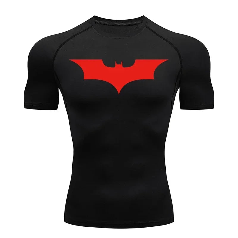 Men's Bat Print Compression Shirt - Quick Dry Athletic Performance Tee