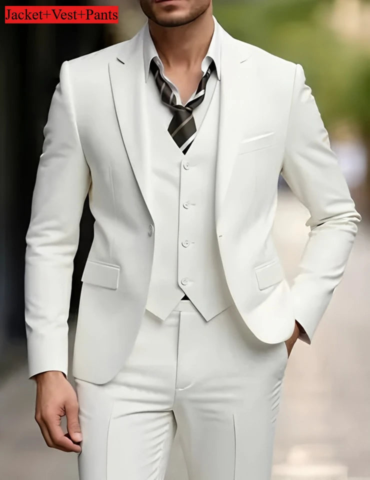 Elegant Men's 3 Piece Suit - Slim Fit Tuxedo Set for Weddings & Formal Occasions