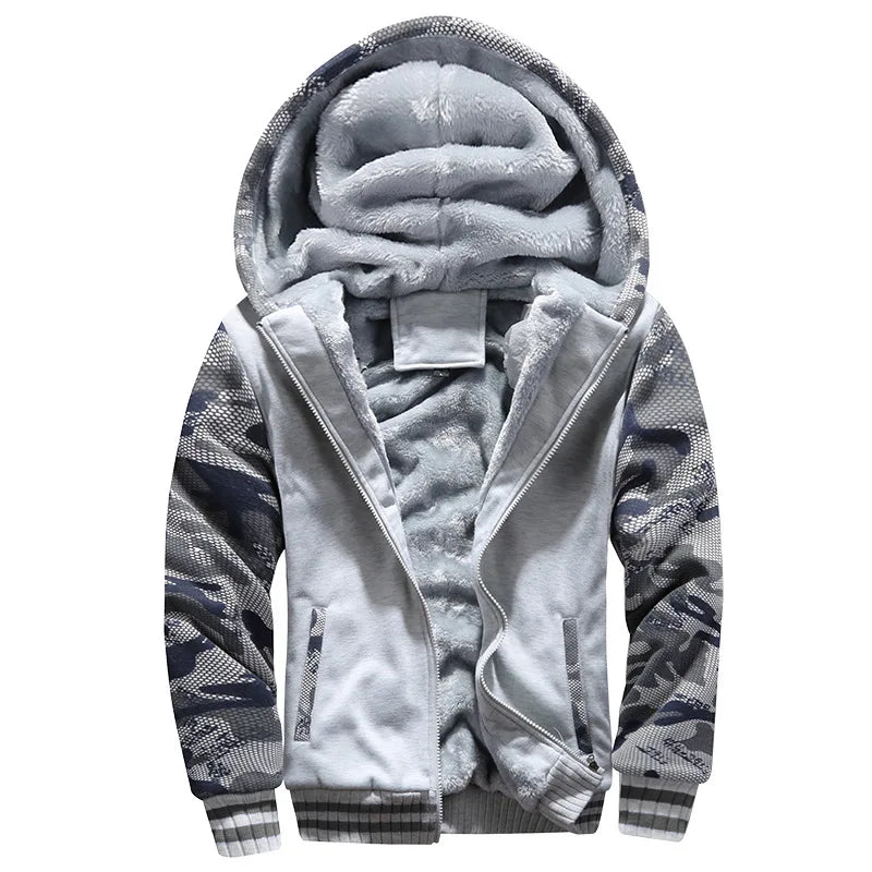 Men's Winter Fleece Hoodie Jacket - Warm Zipper Tracksuit Sweatshirt
