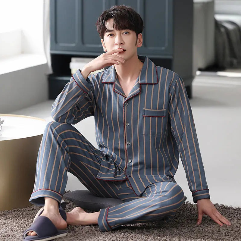 Men's Long-Sleeve Pajama Set - Comfortable Loungewear for All Seasons