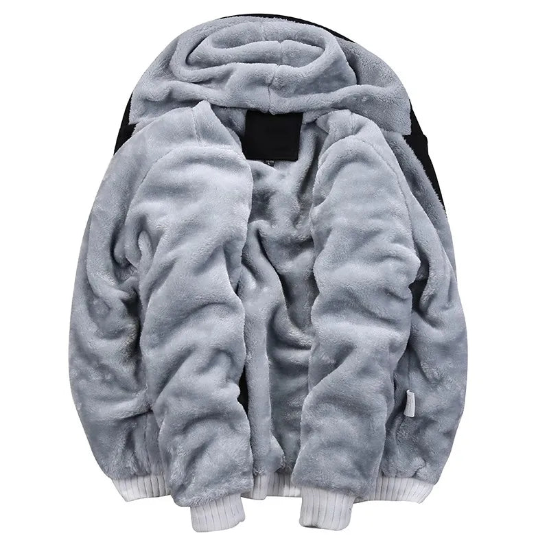 Men's Winter Fleece Hoodie Jacket - Warm Zipper Tracksuit Sweatshirt